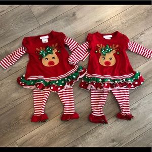 Twin Girl 12 Month Christmas Outfit